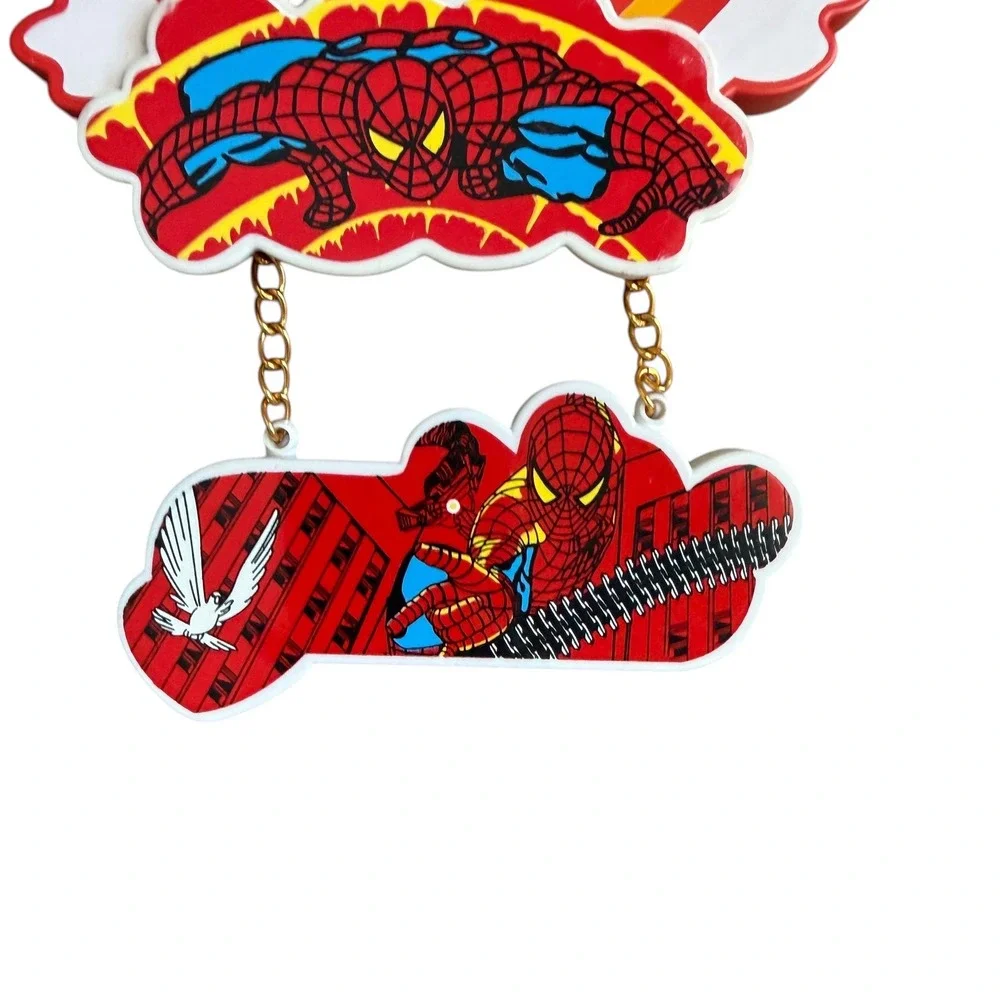 Spider-Man Wall Clock Hanging Photo Frame Red Yellow Heart Design Flawed